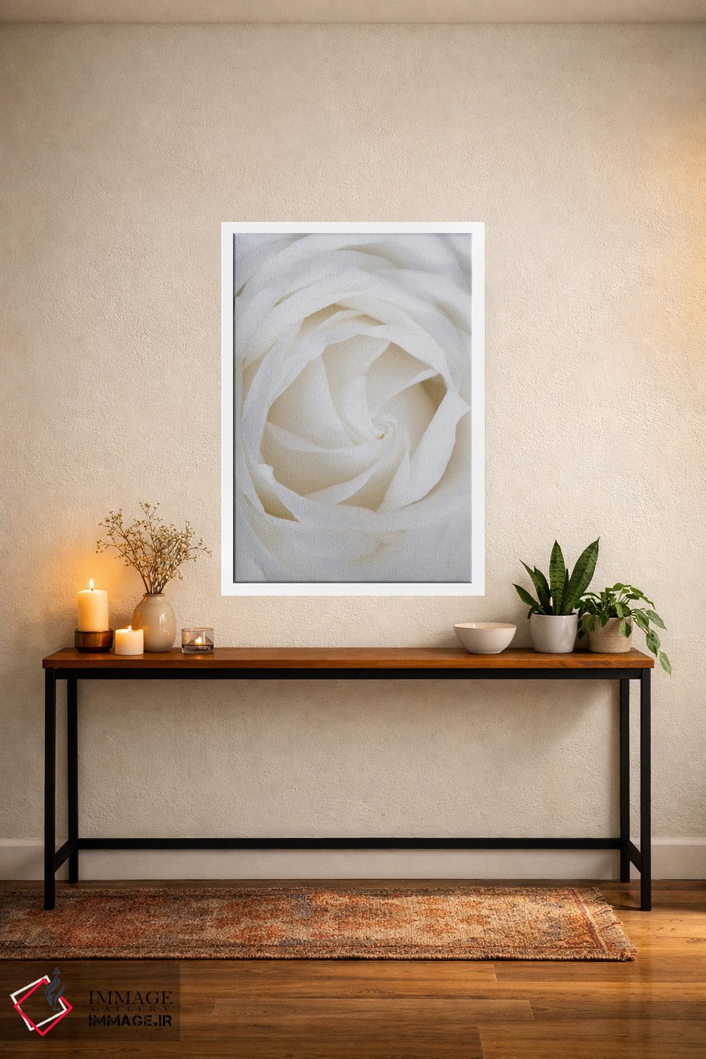 تابلو دکوراتیو رزهای سفید اثر مامبو آرت استودیو - D3W