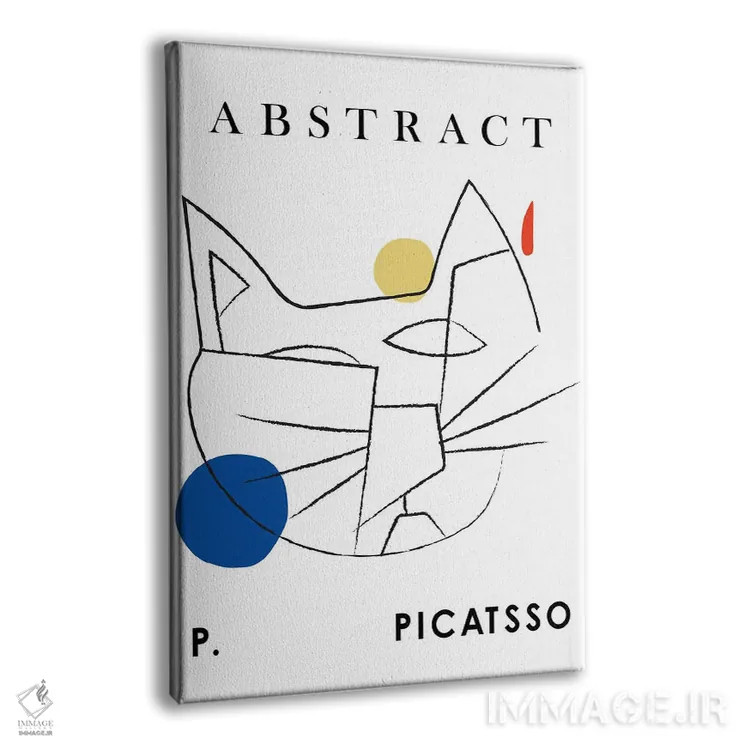 تابلو مدرن گربه پیکاتسو هنر خطی اثر مامبو آرت استودیو - نمای پرسپکتیو محصول