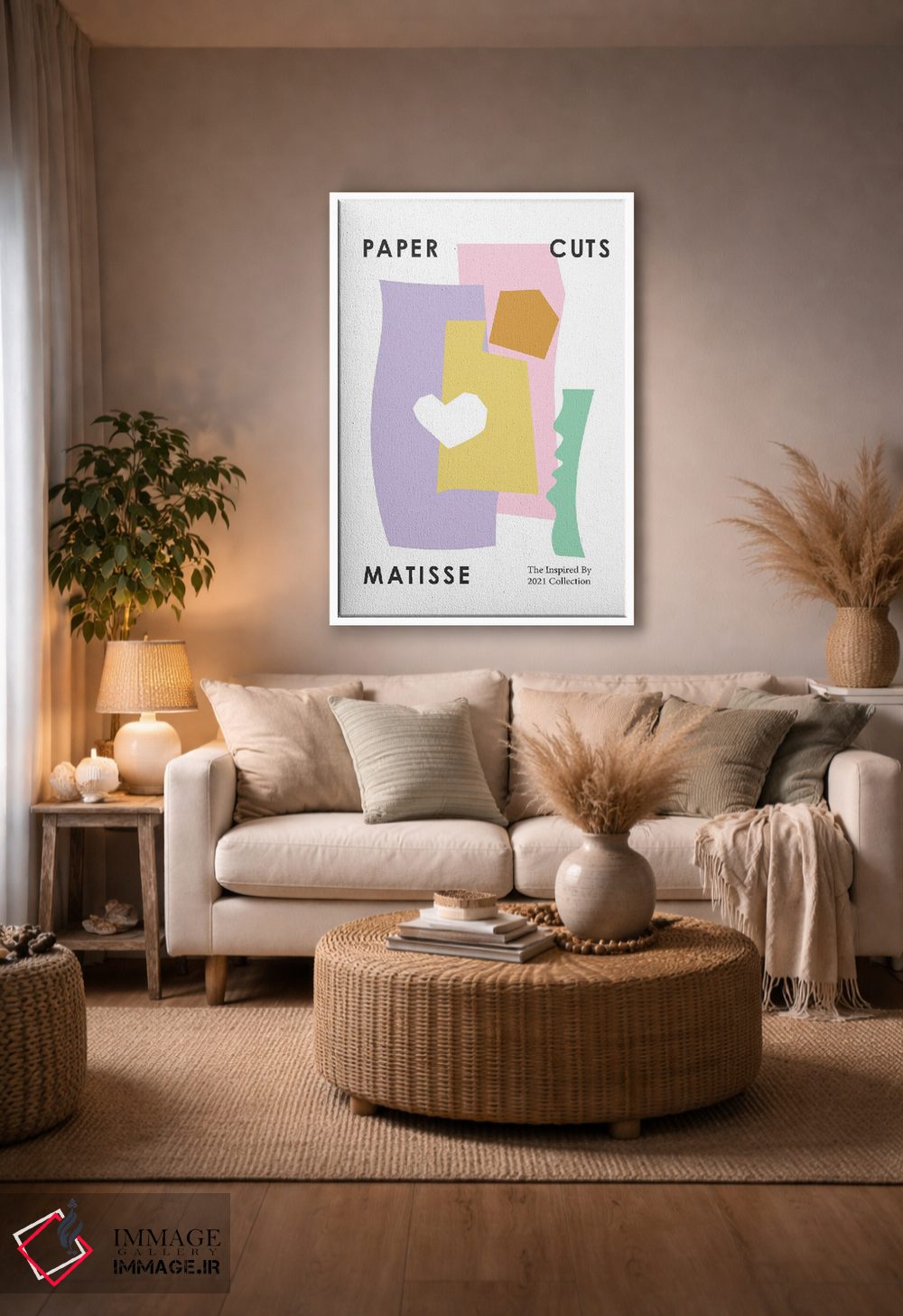 تابلو مدرن قلب کاغذ بری با رنگ های پاستلی اثر مامبو آرت استودیو - D3W