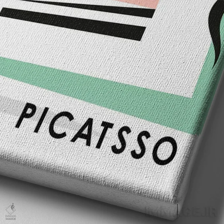 تابلو مدرن پوستر گربه پیکاتسو اثر مامبو آرت استودیو - نمای نزدیک بافت بوم