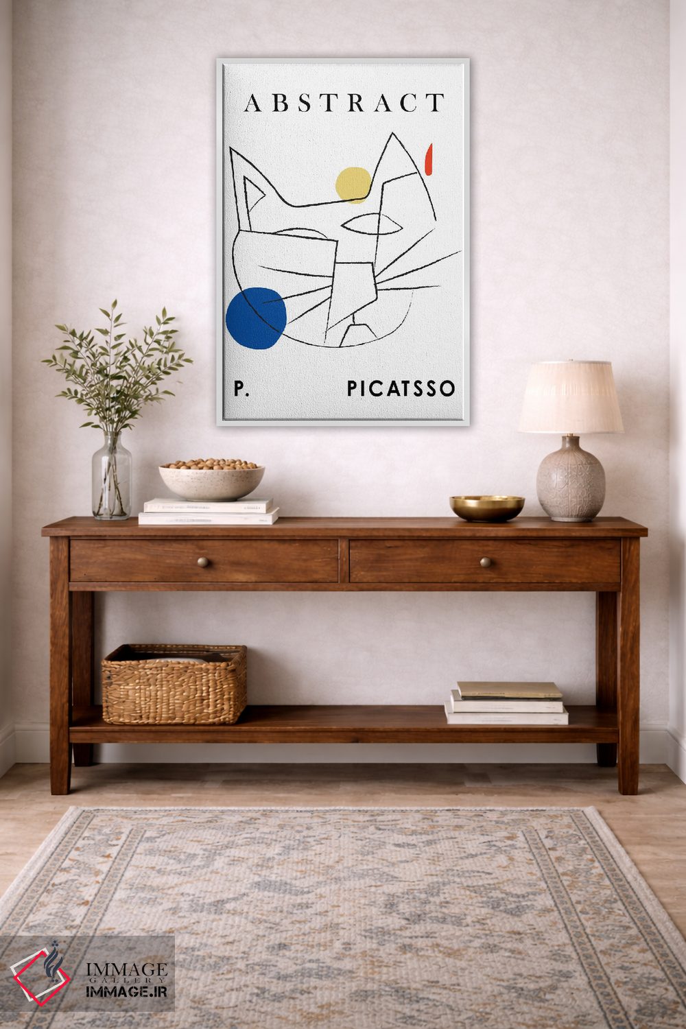 تابلو مدرن گربه پیکاتسو هنر خطی اثر مامبو آرت استودیو - D2W