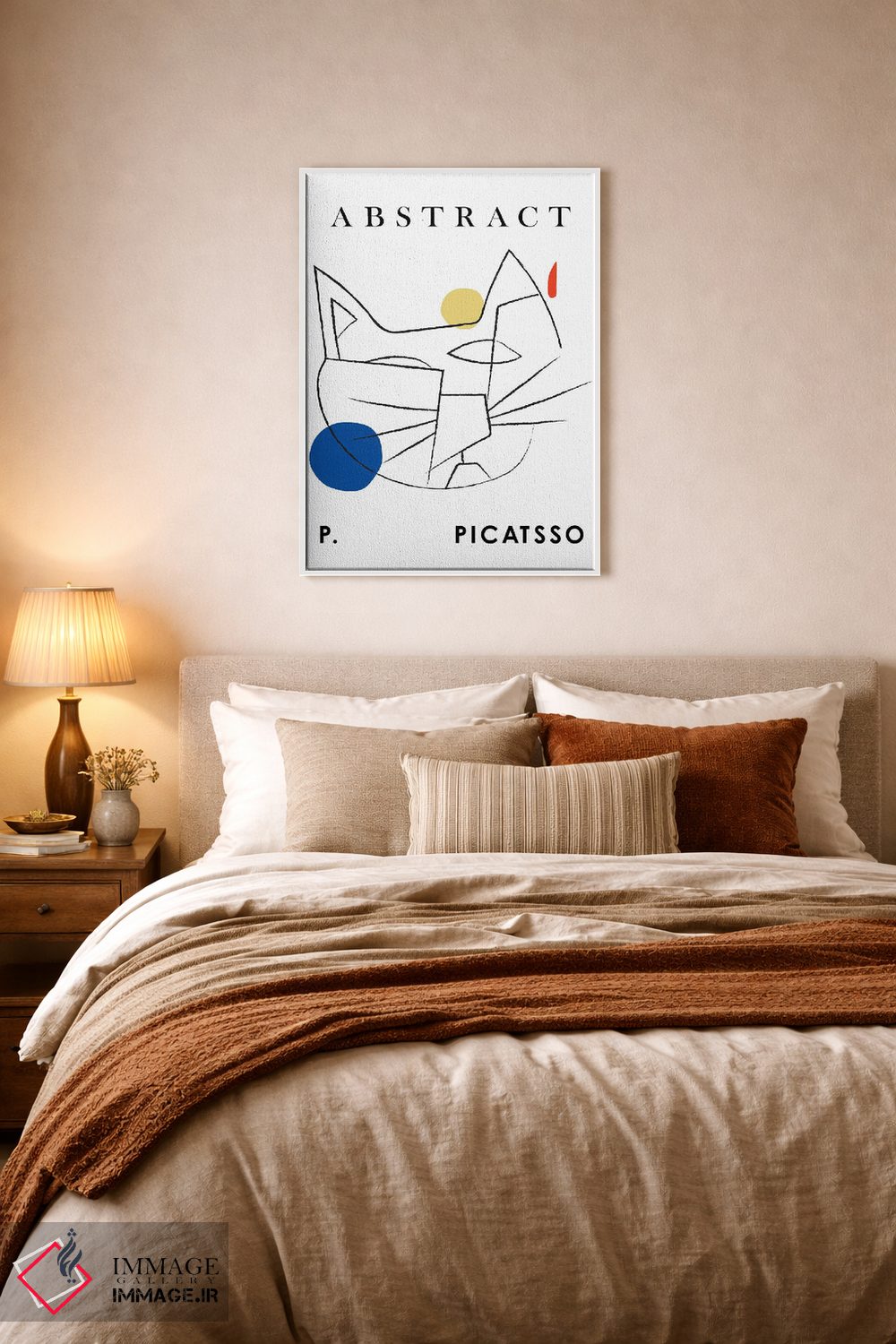 تابلو مدرن گربه پیکاتسو هنر خطی اثر مامبو آرت استودیو - D5W