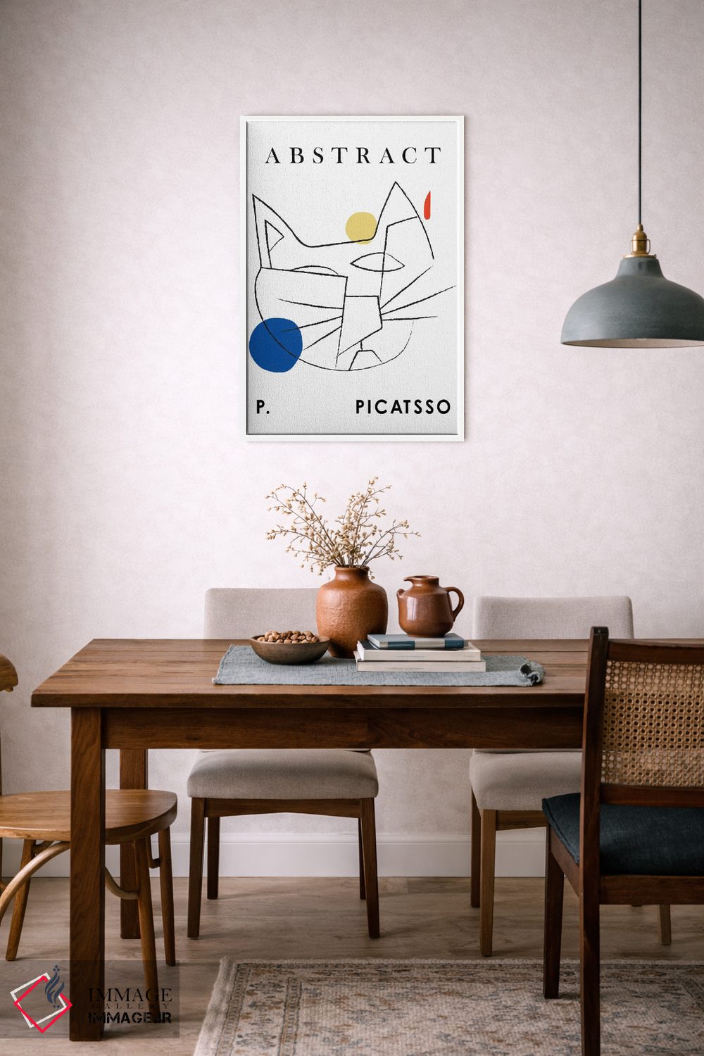 تابلو مدرن گربه پیکاتسو هنر خطی اثر مامبو آرت استودیو - D6W