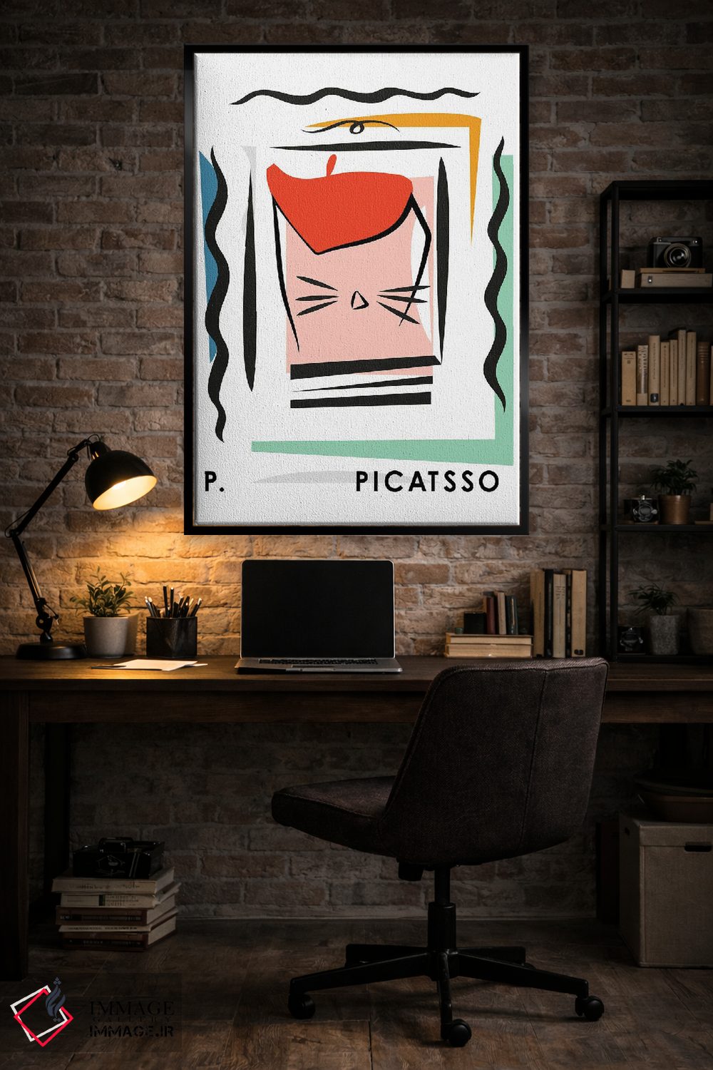 تابلو مدرن پوستر گربه پیکاتسو اثر مامبو آرت استودیو - D5B