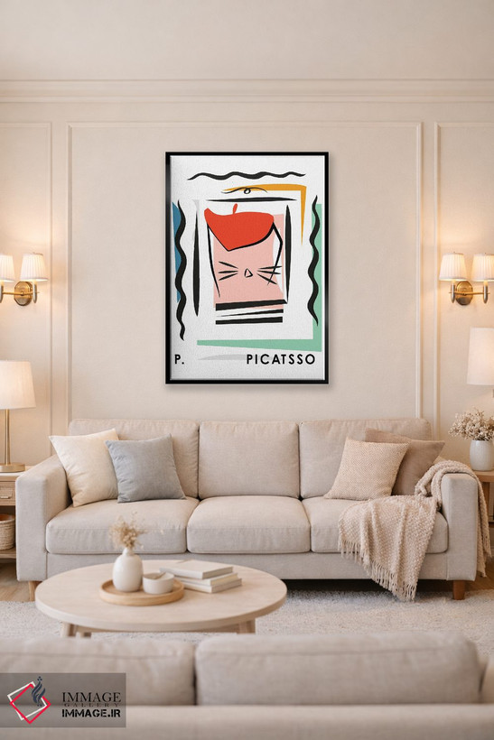 تابلو مدرن پوستر گربه پیکاتسو اثر مامبو آرت استودیو - D4B