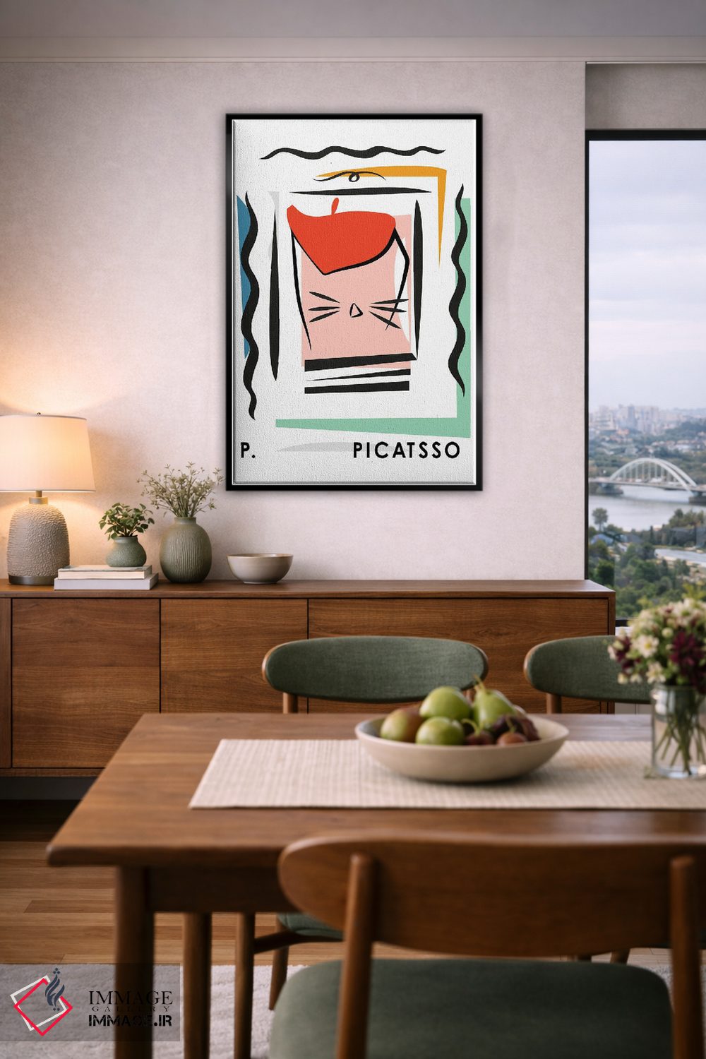 تابلو مدرن پوستر گربه پیکاتسو اثر مامبو آرت استودیو - D6B