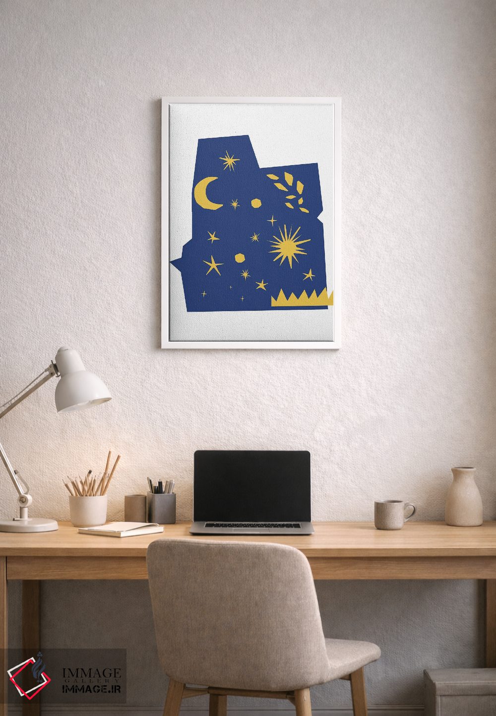 تابلو مینیمال اشکال برش خورده آسمان شب اثر مامبو آرت استودیو - D1W
