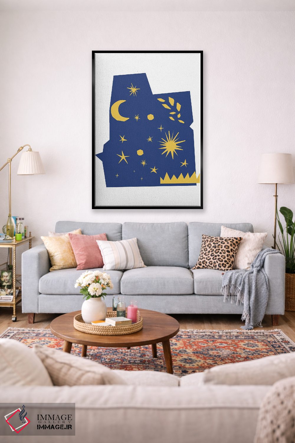 تابلو مینیمال اشکال برش خورده آسمان شب اثر مامبو آرت استودیو - D2B