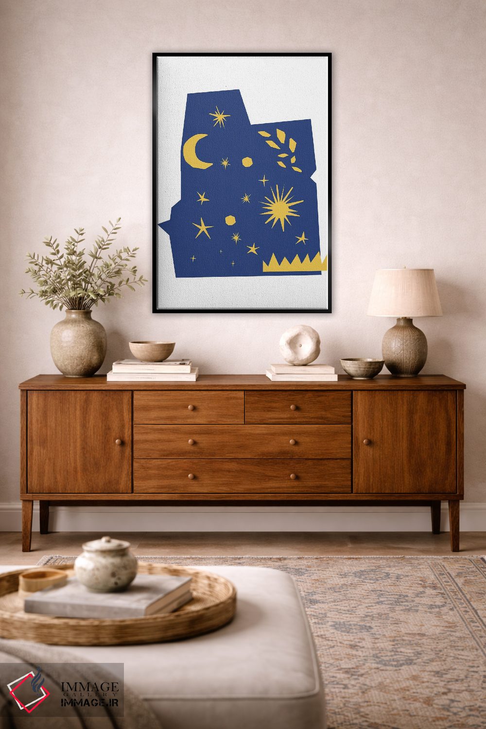 تابلو مینیمال اشکال برش خورده آسمان شب اثر مامبو آرت استودیو - D4B