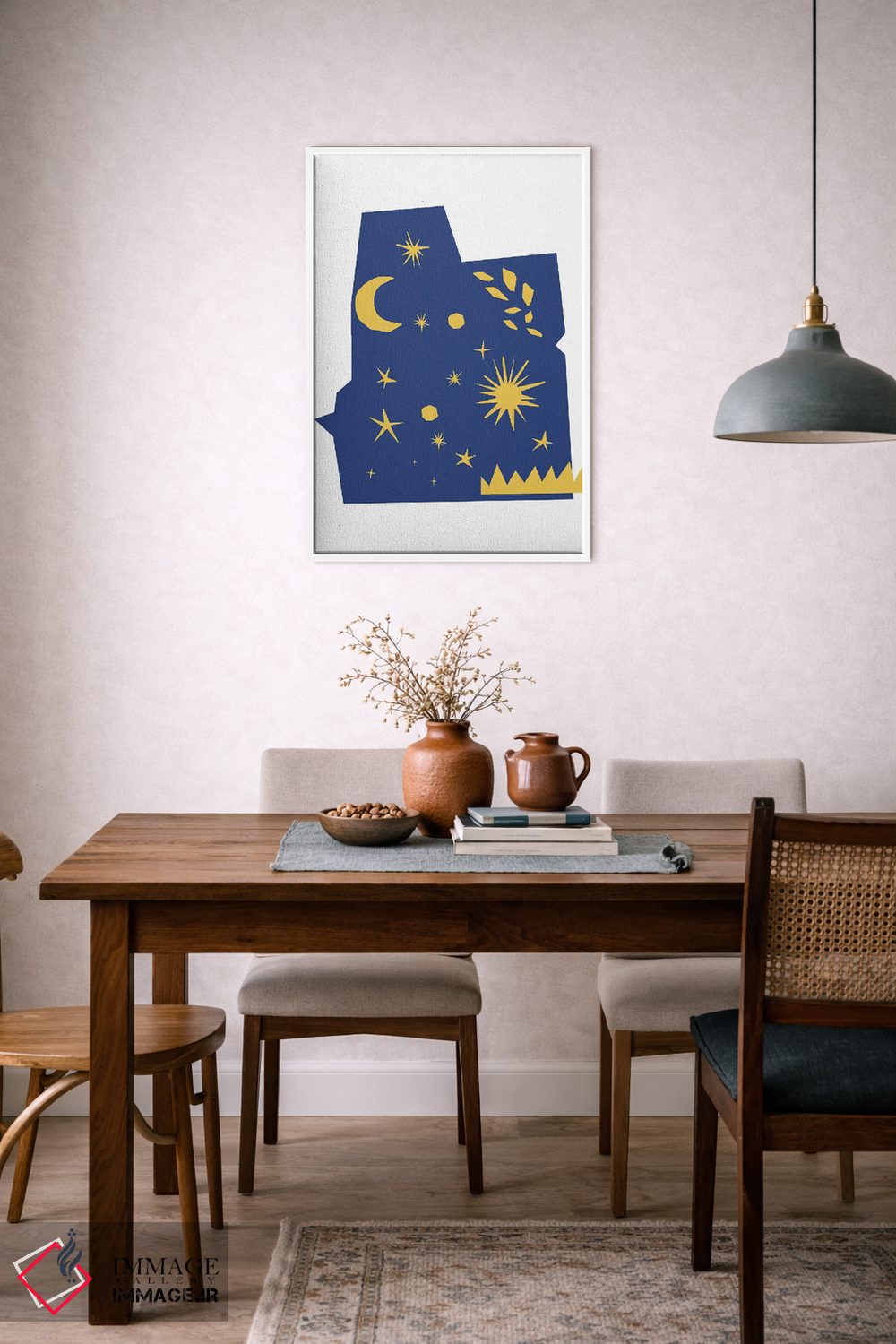 تابلو مینیمال اشکال برش خورده آسمان شب اثر مامبو آرت استودیو - D6W