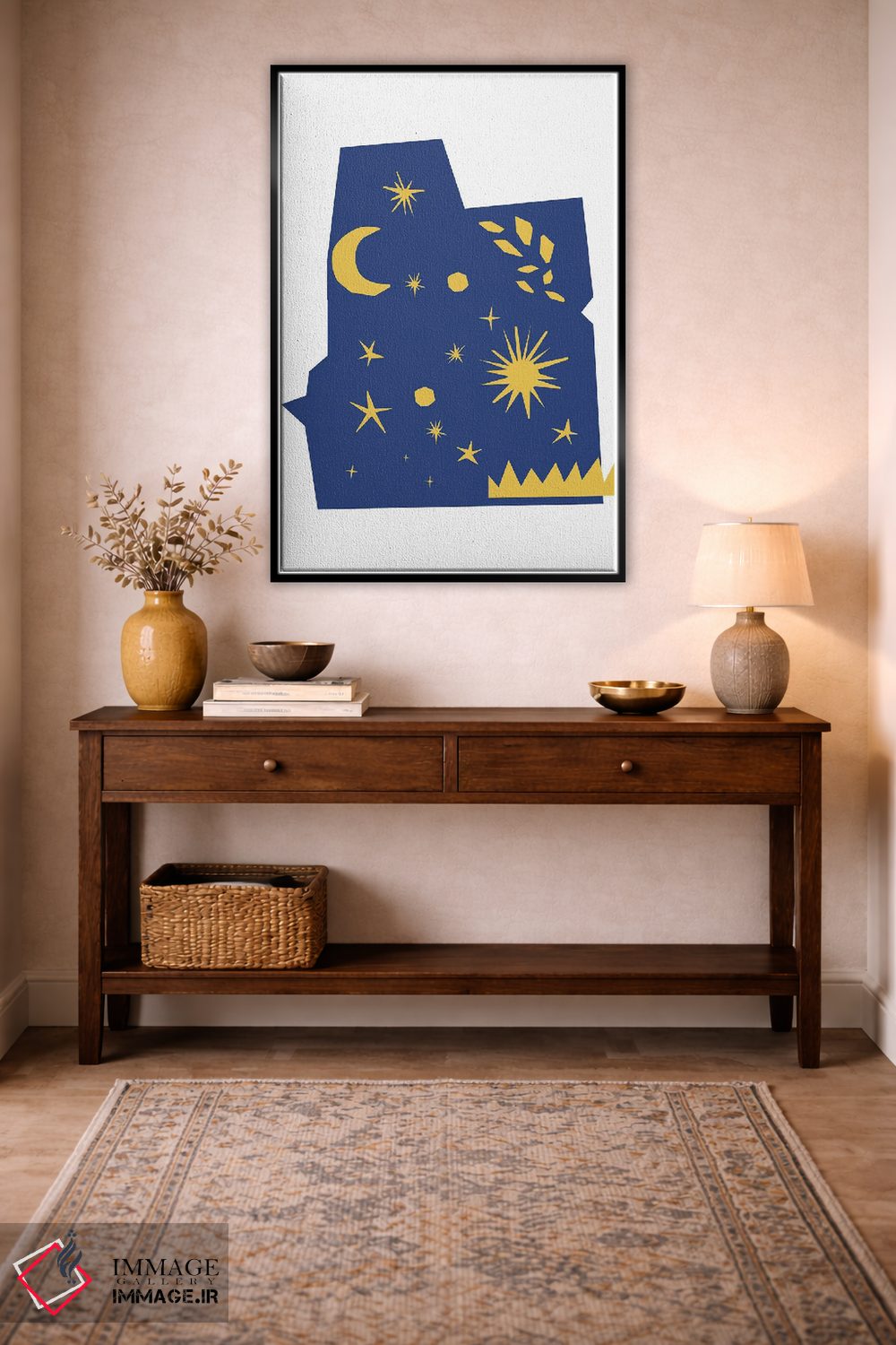 تابلو مینیمال اشکال برش خورده آسمان شب اثر مامبو آرت استودیو - D5B