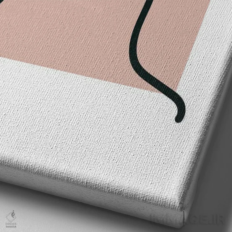 تابلو مینیمال چهره صورتی به سبک ماتیس با نقاشی خطی اثر مامبو آرت استودیو - نمای نزدیک بافت بوم