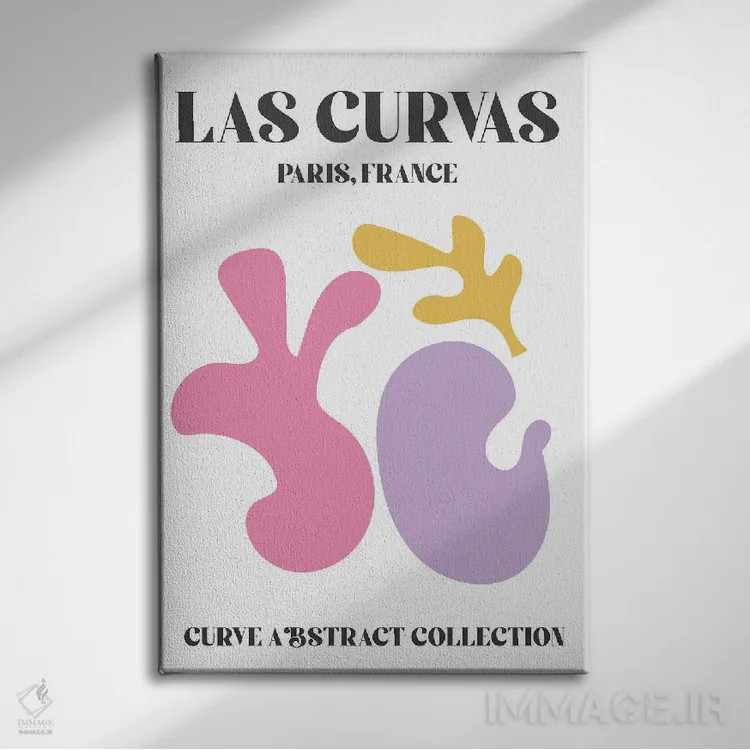 تابلو دکوراتیو اشکال انتزاعی ماتیس صورتی پاریس اثر مامبو آرت استودیو - نمای روبهرو روی دیوار