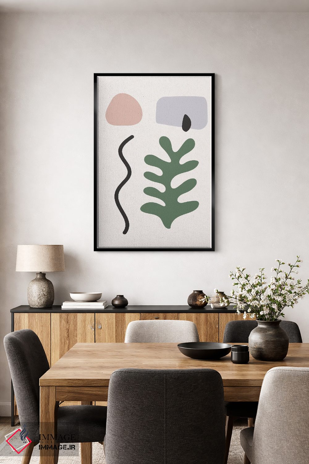تابلو مینیمال اشکال ارگانیک به سبک ماتیس اثر مامبو آرت استودیو - D4B