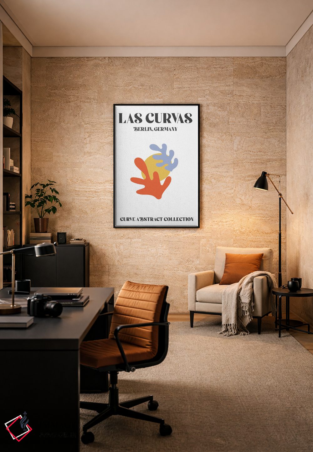 تابلو دکوراتیو اشکال انتزاعی ماتیس قرمز برلین اثر مامبو آرت استودیو - D4B