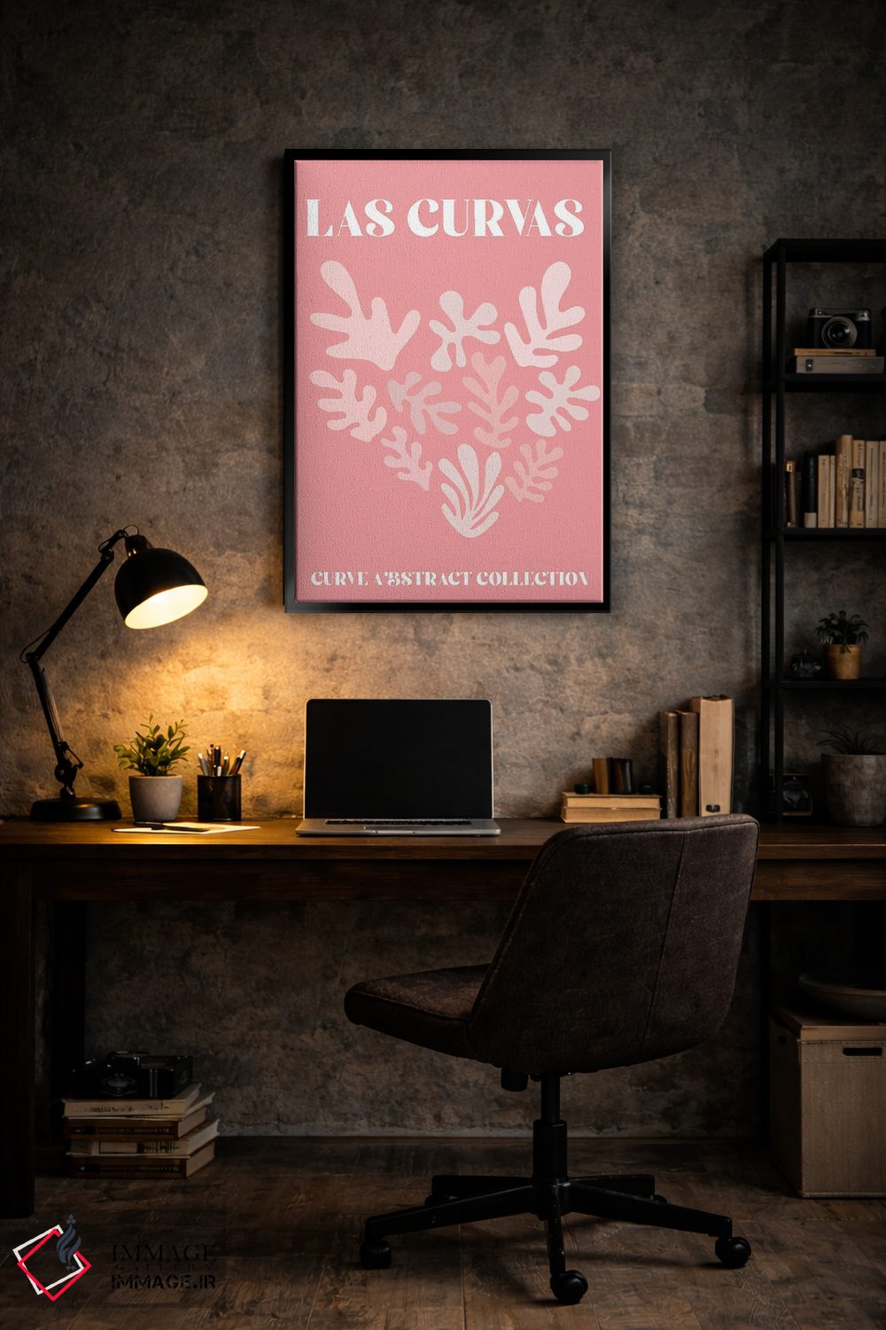 تابلو دکوراتیو انحناها و اشکال انتزاعی ماتیس صورتی اثر مامبو آرت استودیو - D6B