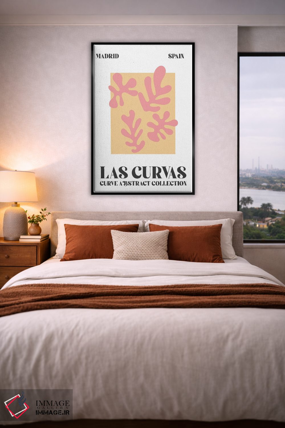 تابلو دکوراتیو اشکال انتزاعی ماتیس صورتی مادرید اثر مامبو آرت استودیو - D6B