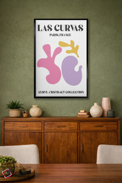 تابلو دکوراتیو اشکال انتزاعی ماتیس صورتی پاریس اثر مامبو آرت استودیو - D2B