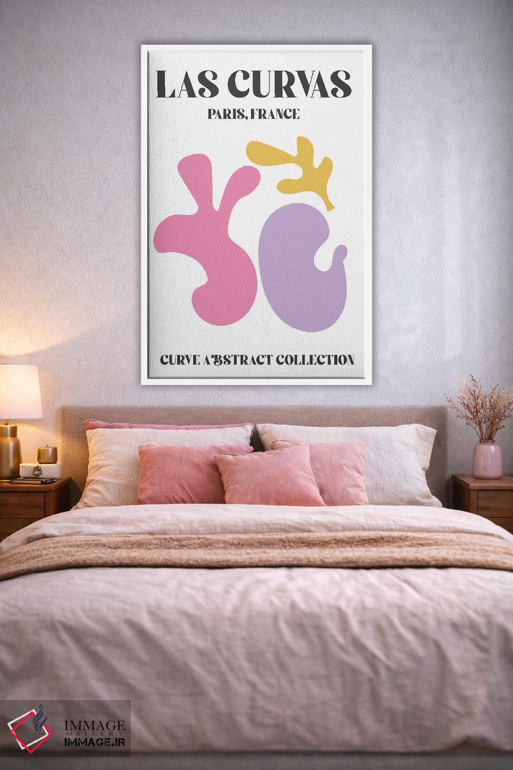 تابلو دکوراتیو اشکال انتزاعی ماتیس صورتی پاریس اثر مامبو آرت استودیو - D1W