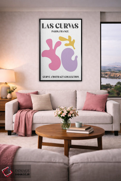 تابلو دکوراتیو اشکال انتزاعی ماتیس صورتی پاریس اثر مامبو آرت استودیو - D6B