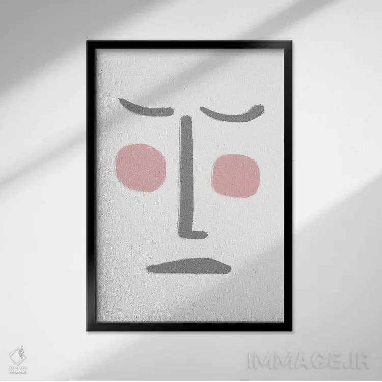 تابلو مینیمال چهره ۳ اثر مامبو آرت استودیو - نمای قابدار مشکی