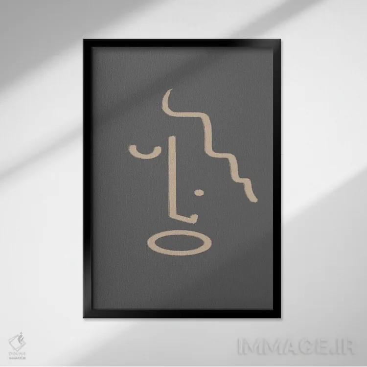 تابلو مینیمال چهره ۱ اثر مامبو آرت استودیو - نمای قابدار مشکی