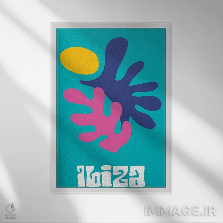 تابلو مینیمال ایبیزا اثر مامبو آرت استودیو - نمای قابدار سفید