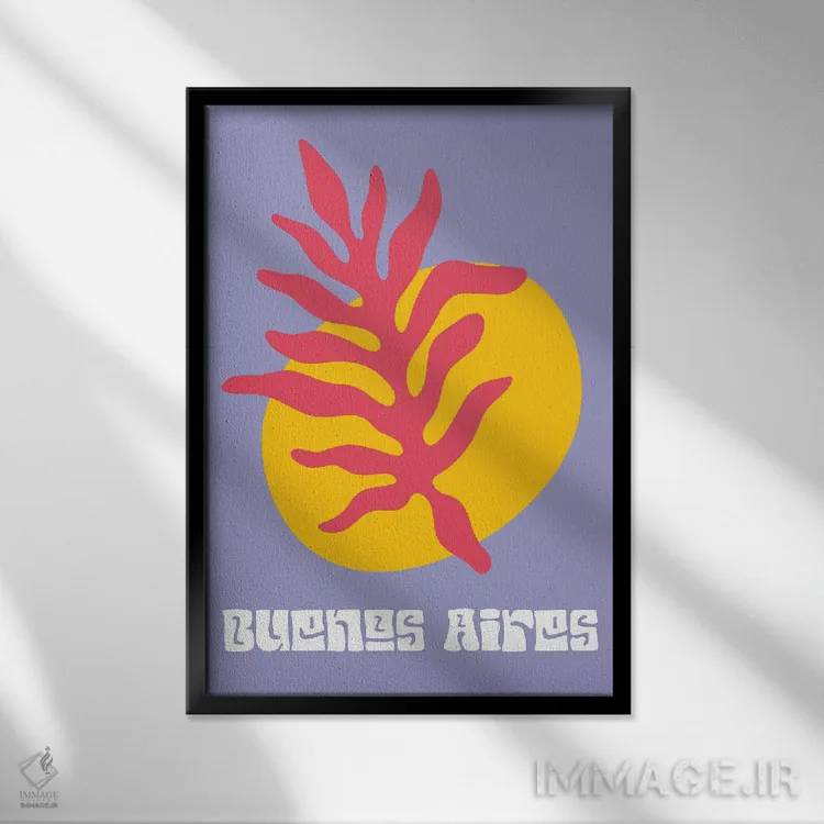 تابلو مینیمال بوئنوس آیرس اثر مامبو آرت استودیو - نمای قابدار مشکی