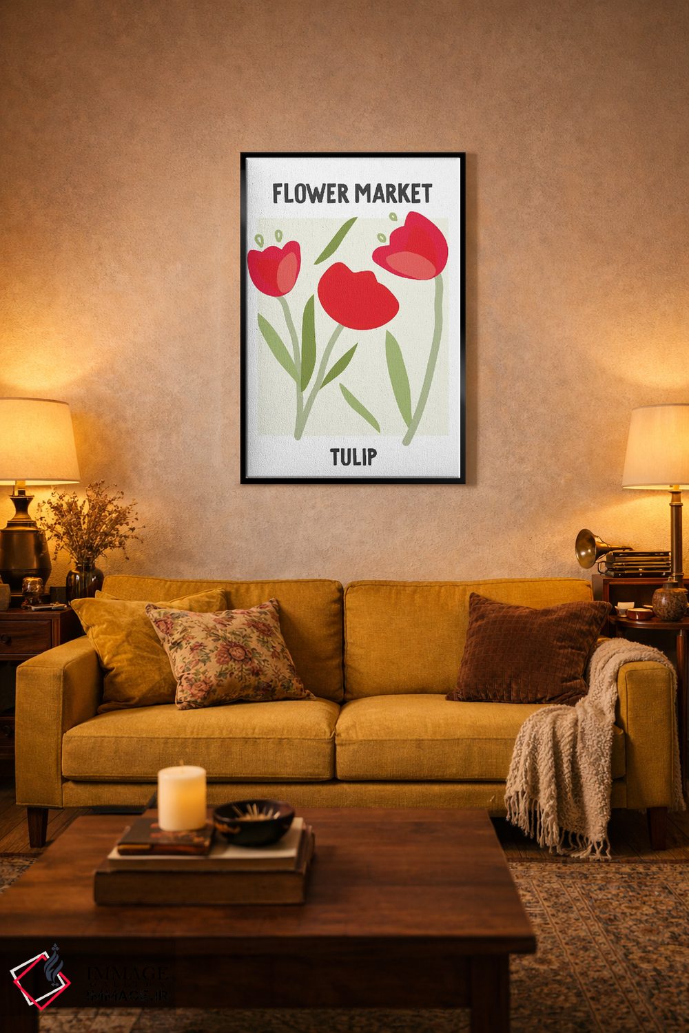 تابلو مینیمال پوستر بازار گل لاله اثر مامبو آرت استودیو - D3B