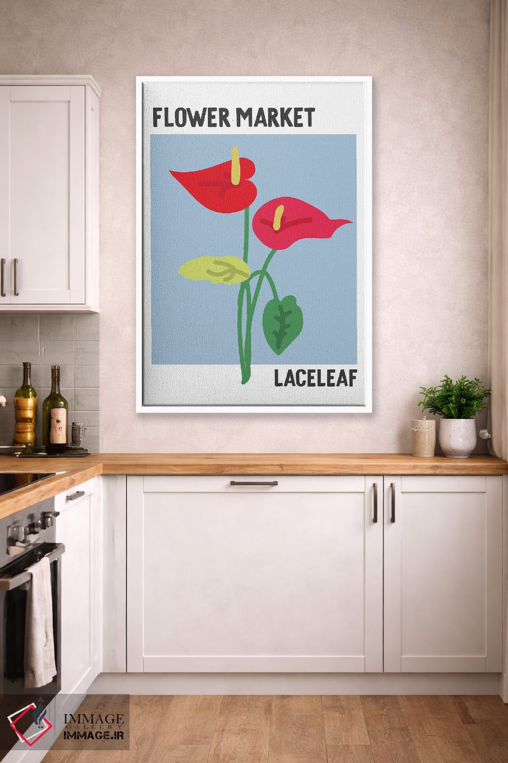 تابلو مینیمال پوستر بازار گل آنتوریوم اثر مامبو آرت استودیو - D3W
