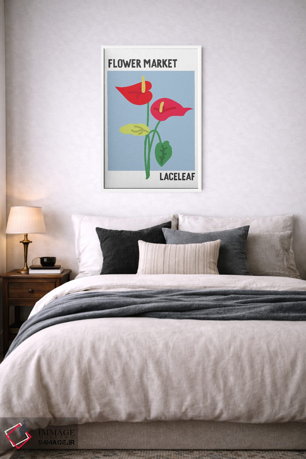 تابلو مینیمال پوستر بازار گل آنتوریوم اثر مامبو آرت استودیو - D6W