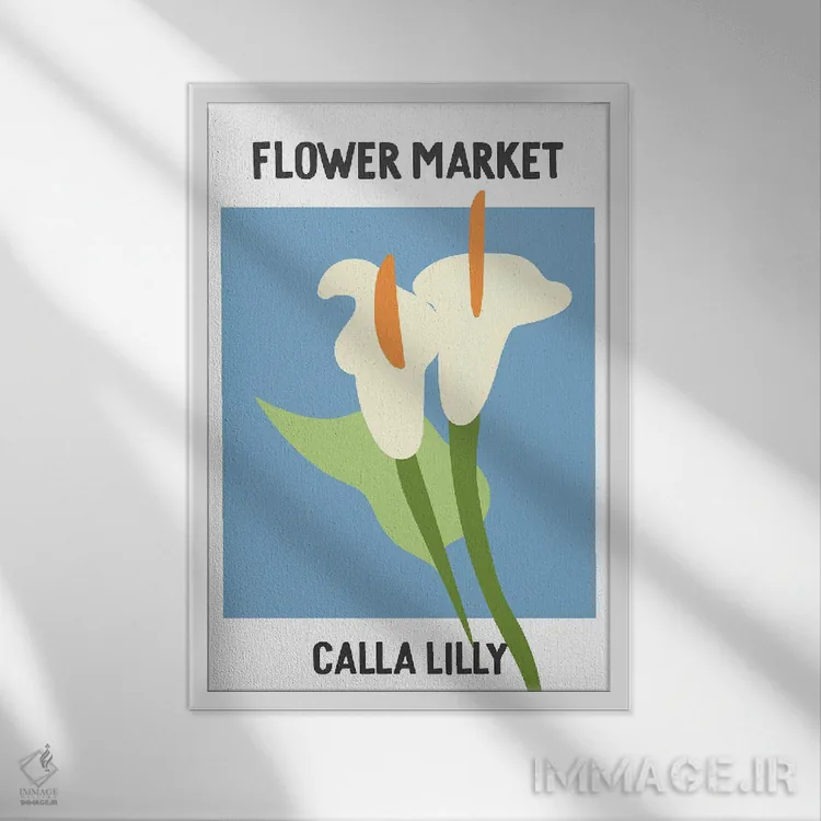 تابلو مینیمال پوستر بازار گل کالالیلی اثر مامبو آرت استودیو - نمای قابدار سفید
