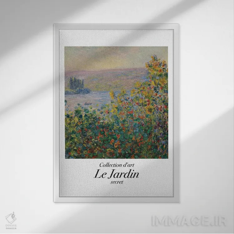 تابلو دکوراتیو باغ کلاسیک اثر مامبو آرت استودیو - نمای قابدار سفید