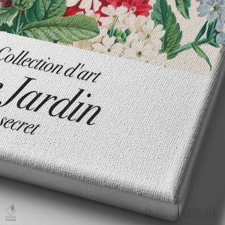 تابلو دکوراتیو هنر کلاسیک باغ؛ دسته گل اثر مامبو آرت استودیو - نمای نزدیک بافت بوم