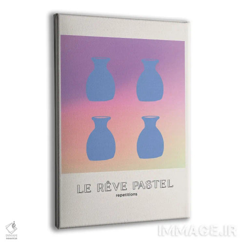 تابلو مینیمال گلدان های رویای پاستلی با گرباورها اثر مامبو آرت استودیو - نمای پرسپکتیو محصول