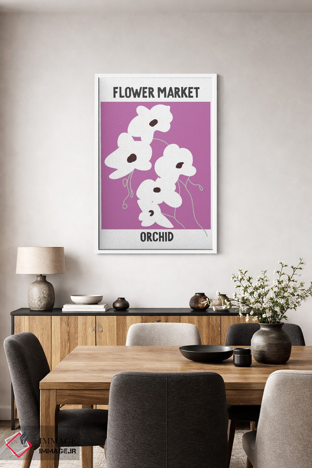 تابلو مینیمال پوستر بازار گل ارکیده اثر مامبو آرت استودیو - D3W