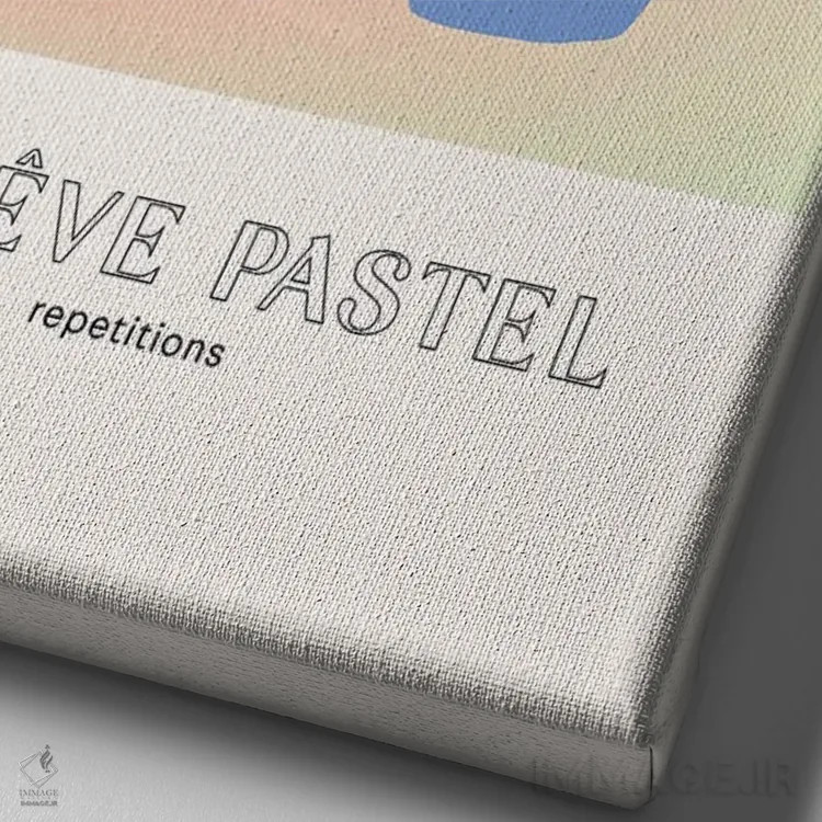 تابلو مینیمال گلدان های رویای پاستلی با گرباورها اثر مامبو آرت استودیو - نمای نزدیک بافت بوم