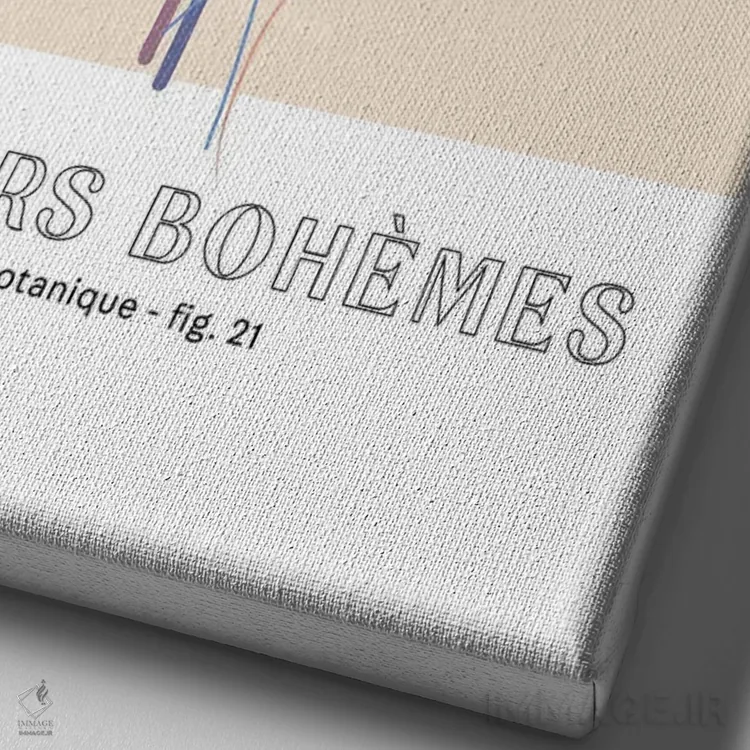 تابلو مینیمال گل های بوهمی اثر مامبو آرت استودیو - نمای نزدیک بافت بوم