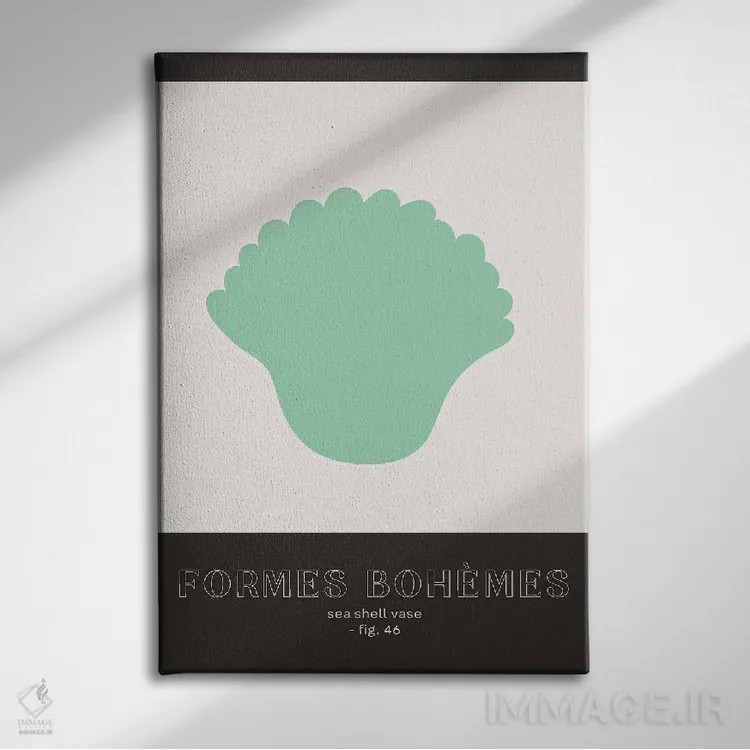 تابلو دکوراتیو اشکال بوهمی سبز اثر مامبو آرت استودیو - نمای روبهرو روی دیوار