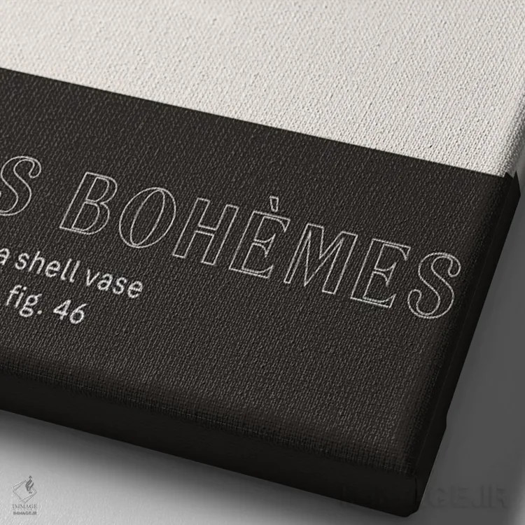 تابلو دکوراتیو اشکال بوهمی سبز اثر مامبو آرت استودیو - نمای نزدیک بافت بوم