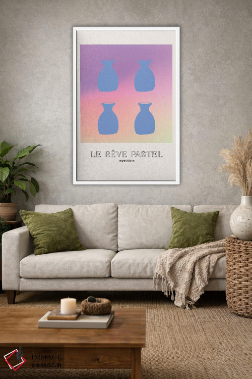 تابلو مینیمال گلدان های رویای پاستلی با گرباورها اثر مامبو آرت استودیو - D1W