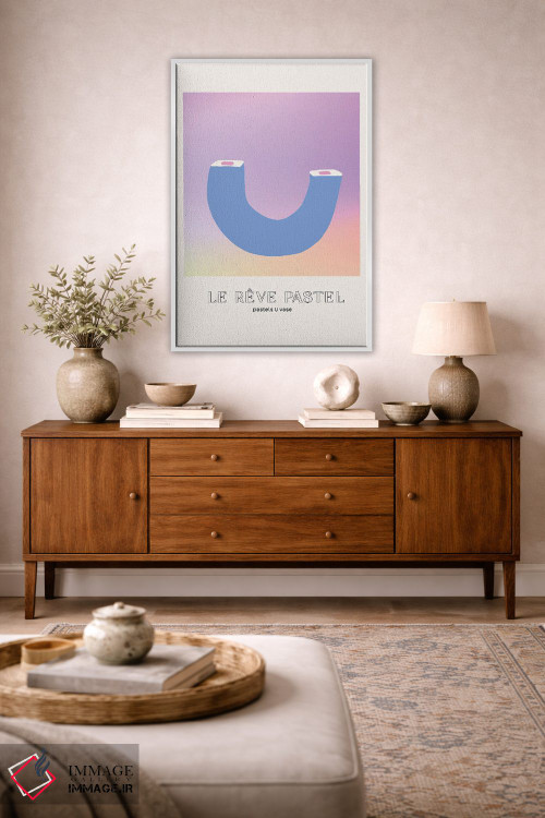 تابلو مینیمال گلدان رویای پاستلی شکل U اثر مامبو آرت استودیو - D3W