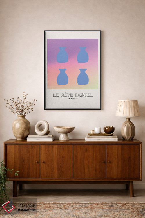 تابلو مینیمال گلدان های رویای پاستلی با گرباورها اثر مامبو آرت استودیو - D2B