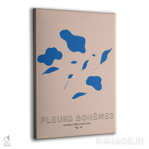 تابلو مینیمال گل های بوهمی؛ آبی اثر مامبو آرت استودیو - نمای پرسپکتیو محصول