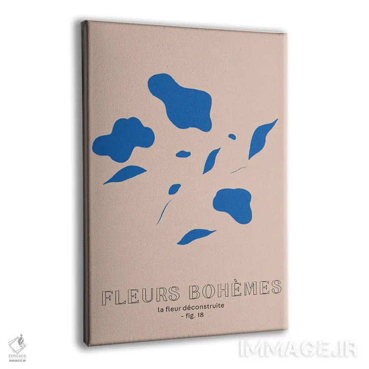 تابلو مینیمال گل های بوهمی؛ آبی اثر مامبو آرت استودیو - نمای پرسپکتیو محصول