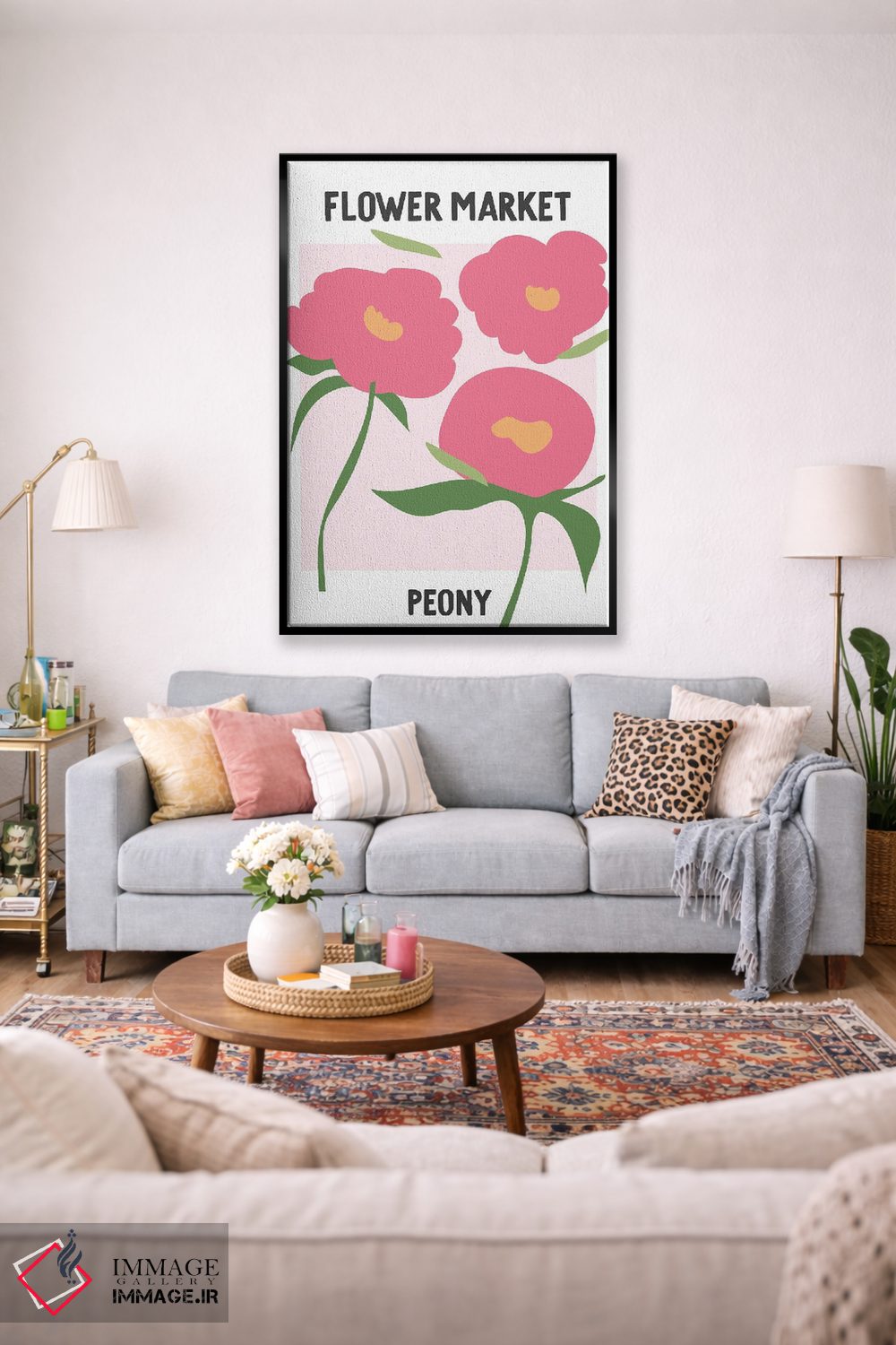 تابلو مینیمال پوستر بازار گل صدتومانی اثر مامبو آرت استودیو - D2B
