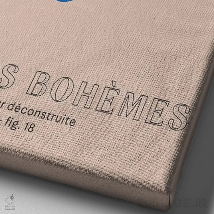 تابلو مینیمال گل های بوهمی؛ آبی اثر مامبو آرت استودیو - نمای نزدیک بافت بوم