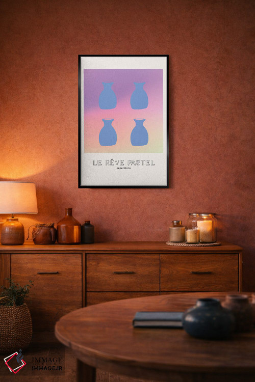 تابلو مینیمال گلدان های رویای پاستلی با گرباورها اثر مامبو آرت استودیو - D5B