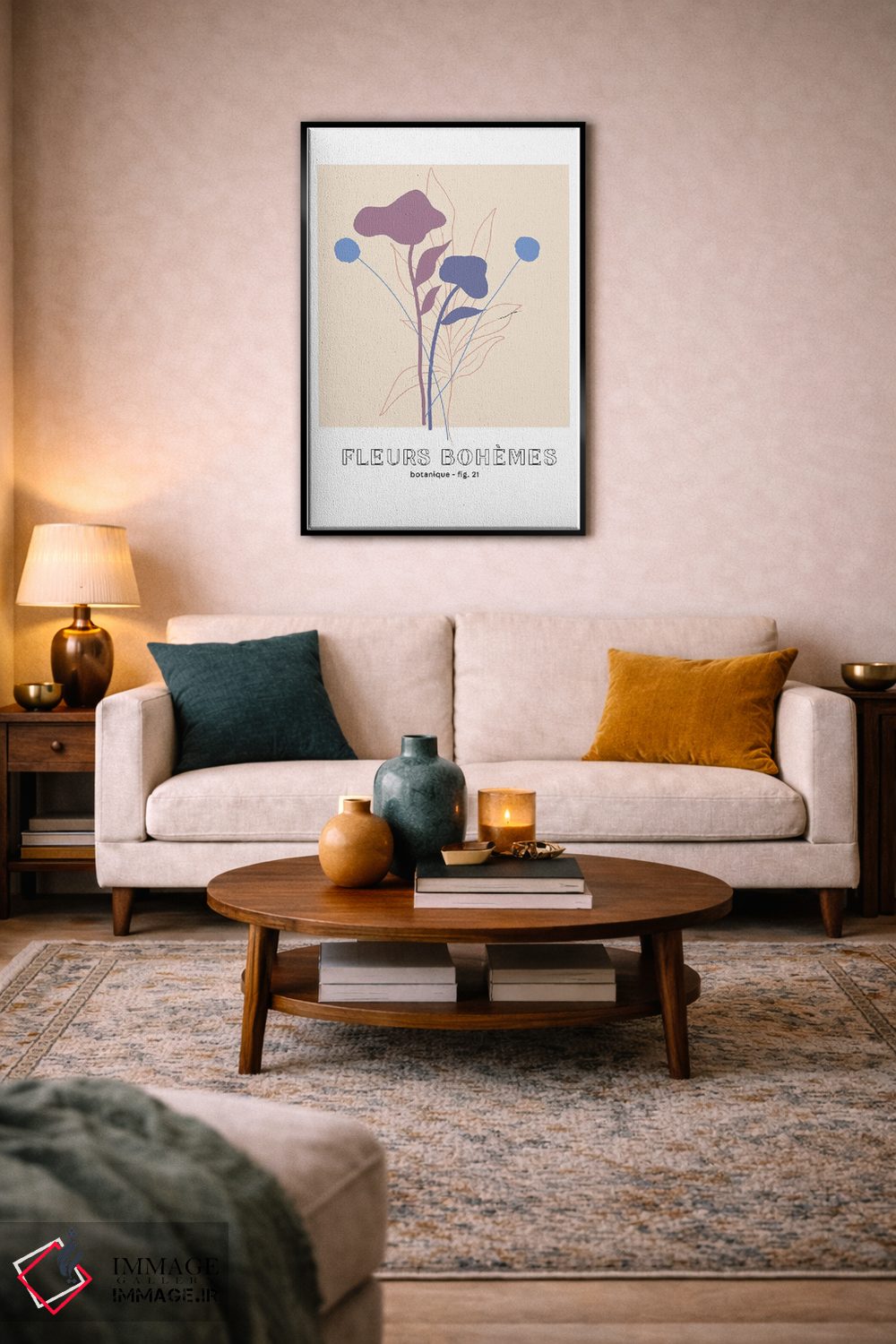 تابلو مینیمال گل های بوهمی اثر مامبو آرت استودیو - D3B