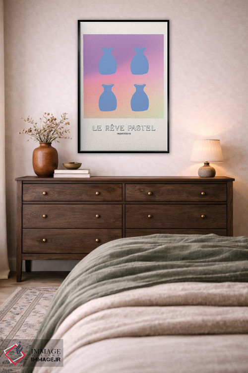 تابلو مینیمال گلدان های رویای پاستلی با گرباورها اثر مامبو آرت استودیو - D4B